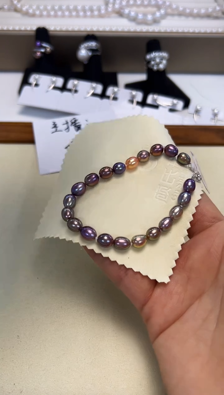 银S925镶嵌手绳淡水珍珠微*福利