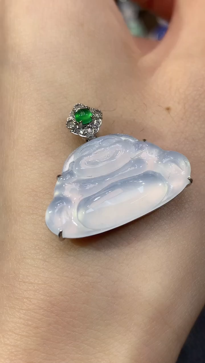 吊坠(不含链)18K金镶嵌翡翠D7