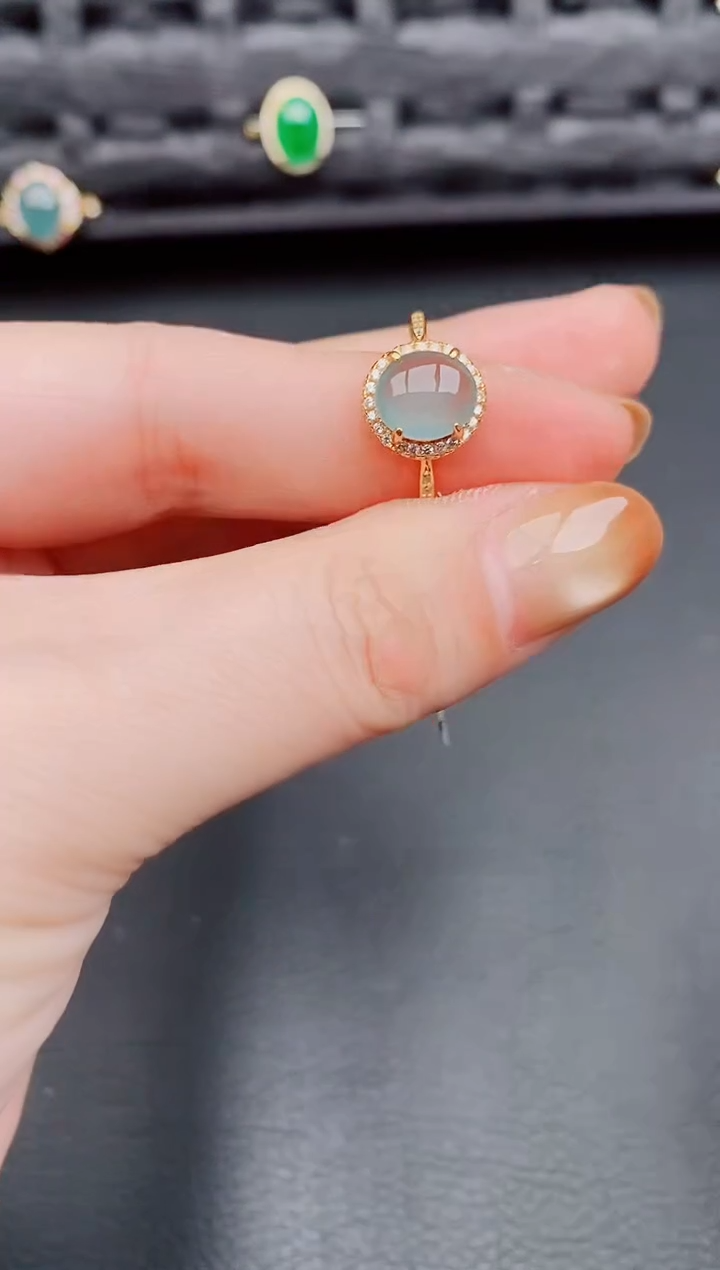 【闪购商品】翡翠戒指银S925镶嵌天然a货翡翠465