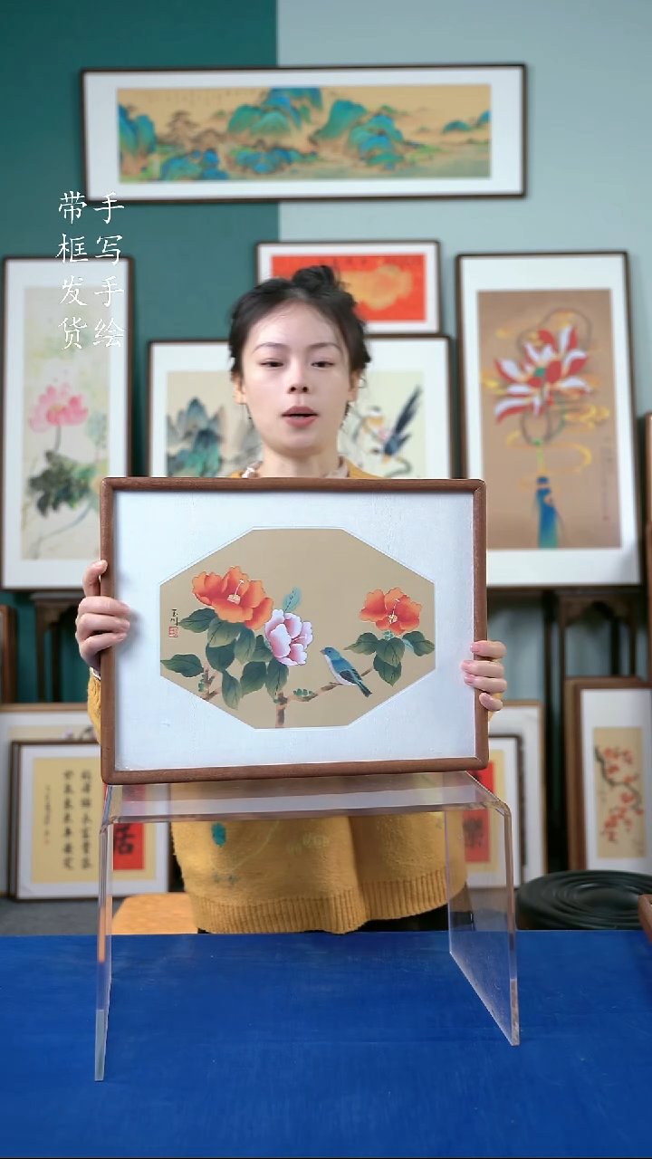 国画32*42  山茶花 