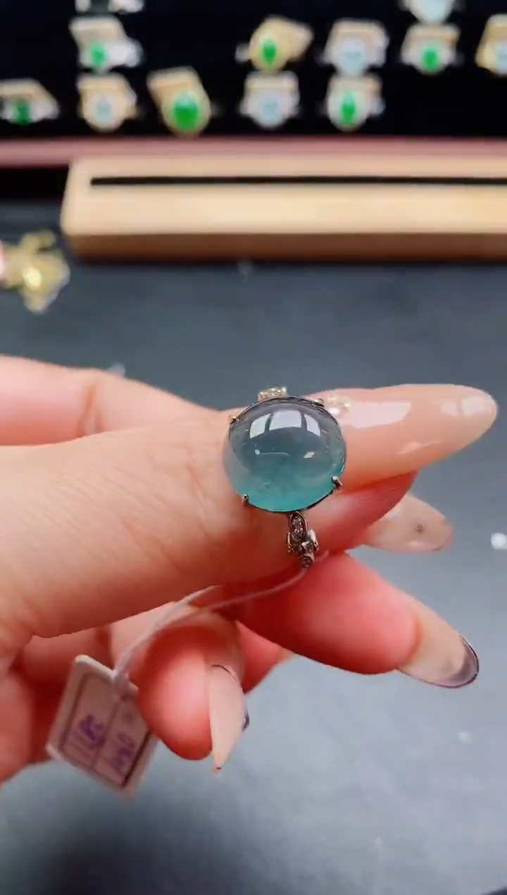 银S925镶嵌戒指翡翠1