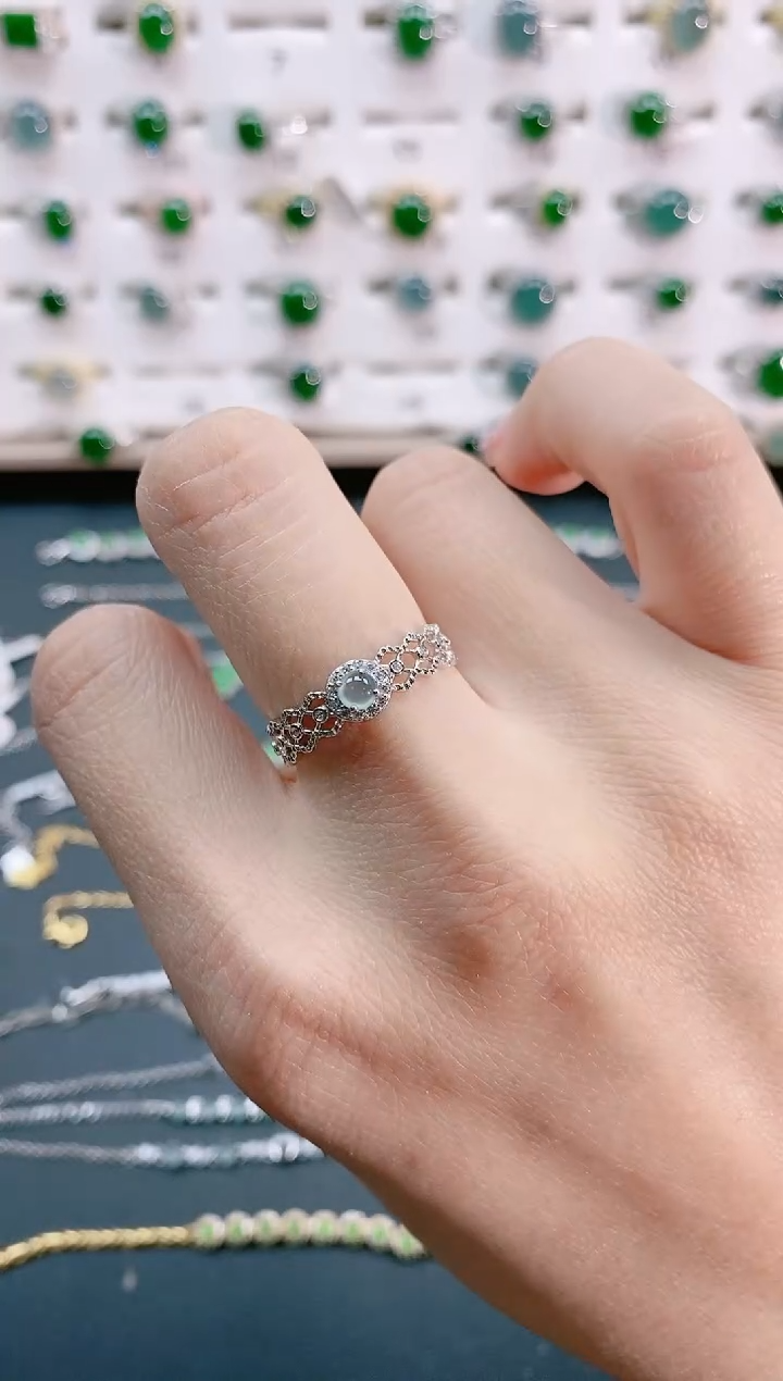 【闪购商品】翡翠戒指银S925镶嵌天然翡翠