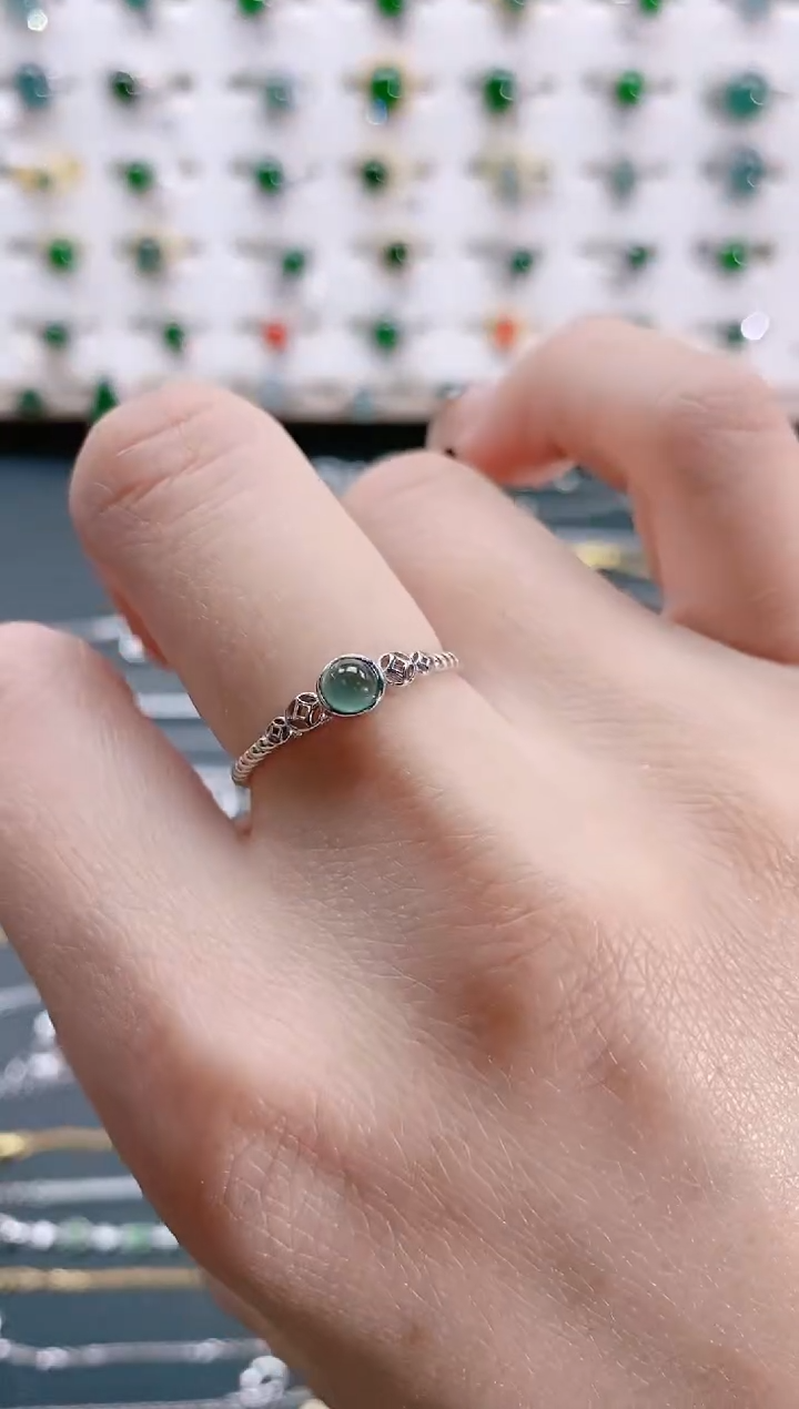 【闪购商品】翡翠戒指银S925镶嵌天然翡翠