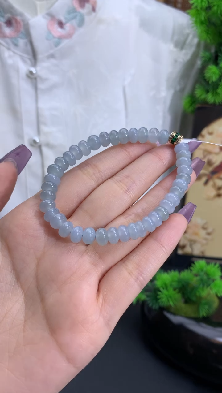 【闪购商品】翡翠手链未镶嵌蓝底 卡7mm