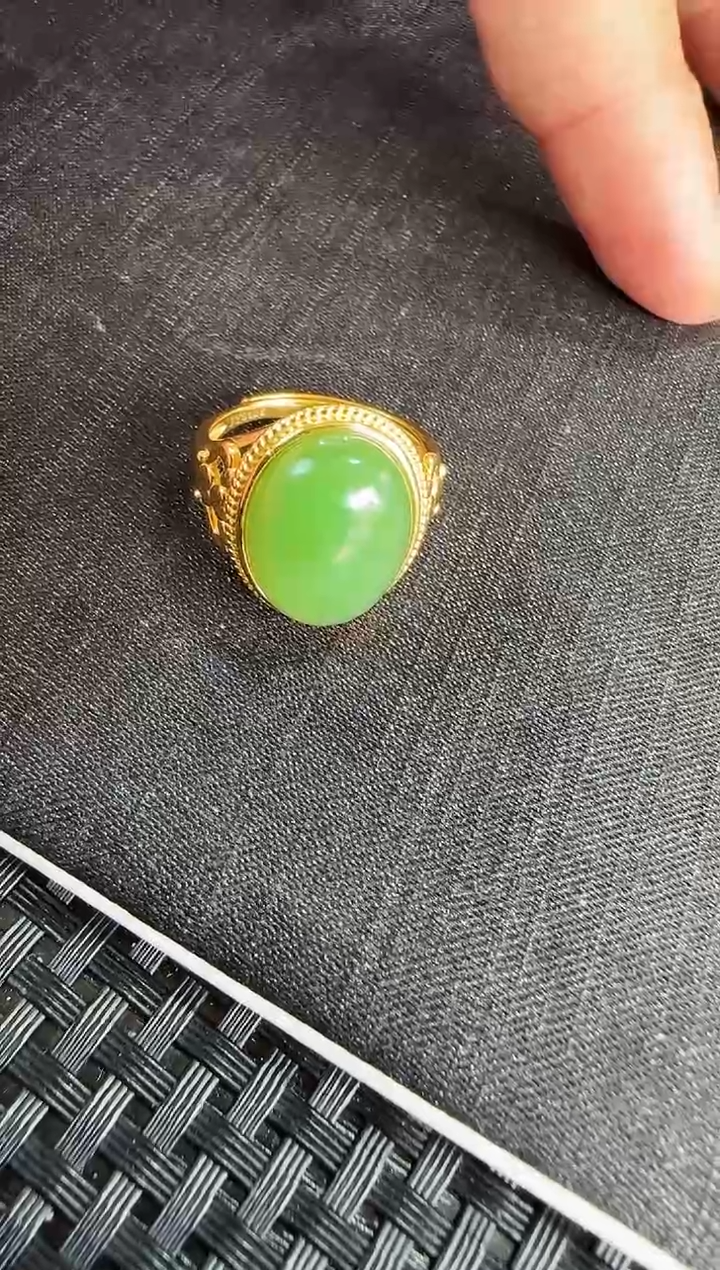 【闪购商品】和田玉（碧玉）戒指银S925镶嵌多样性发一