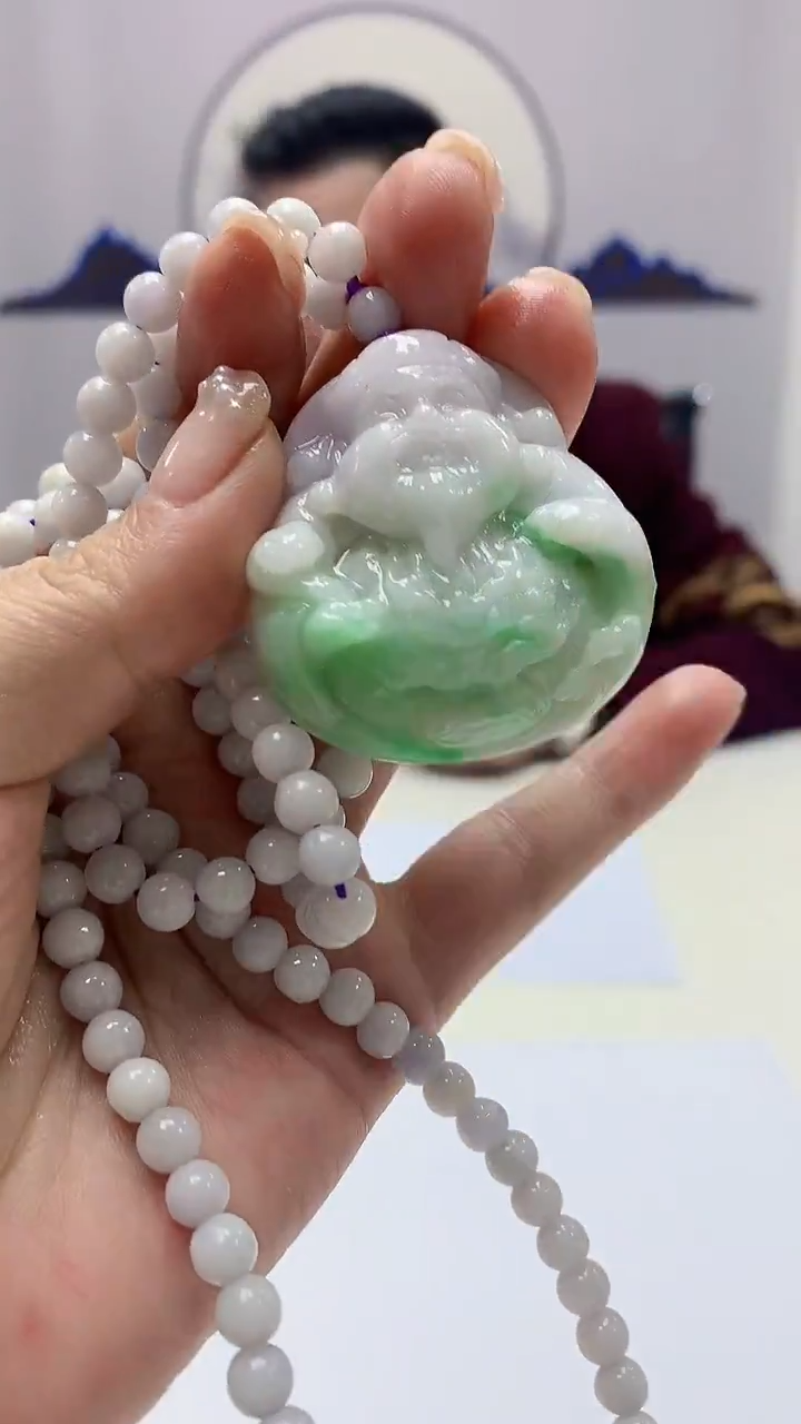 【闪购商品】定制翡翠未镶嵌5152ms-毛货财神赠珠链59