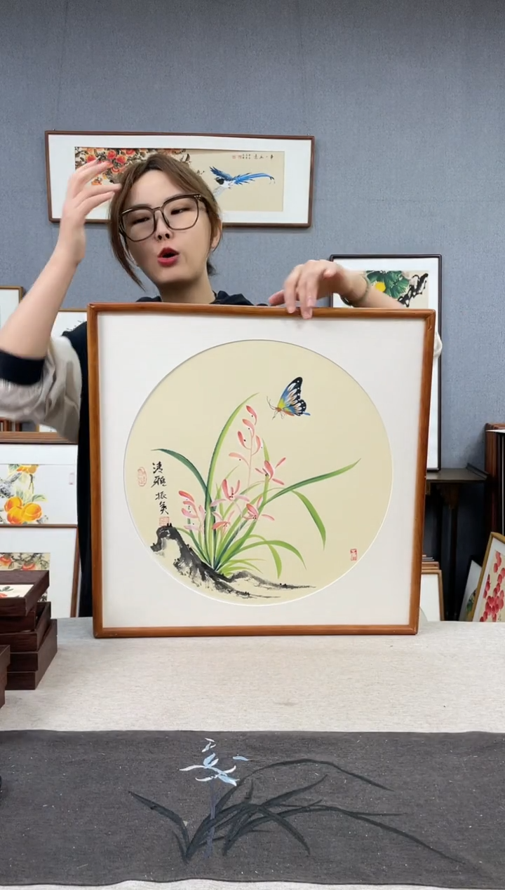 【闪购商品】国画手写手绘带框作品-52*52-高振英