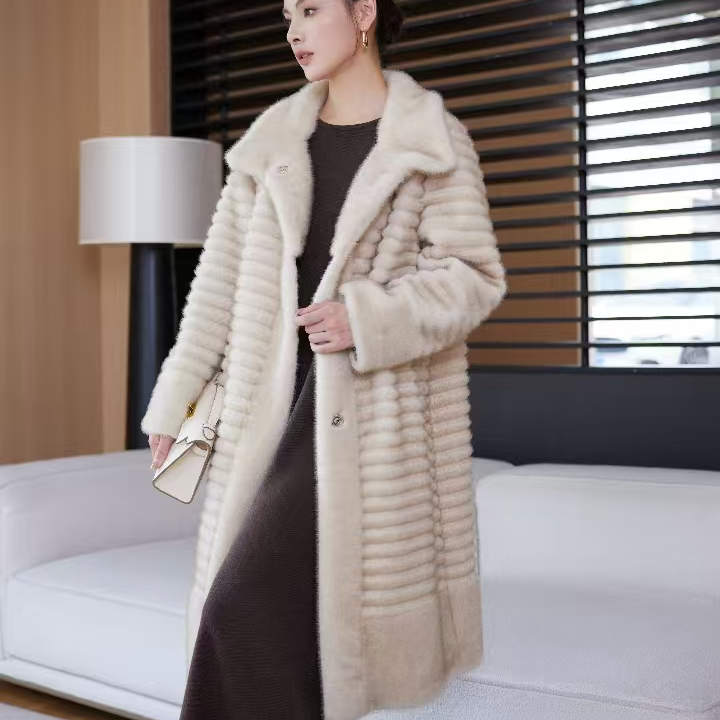 中老年米兰貂绒中长款大衣女冬季妈妈高档加厚保暖毛呢外套D88