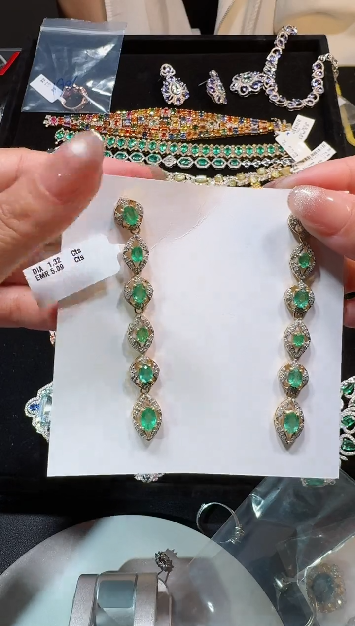 【闪购商品】定制祖母绿耳饰未镶嵌耳饰