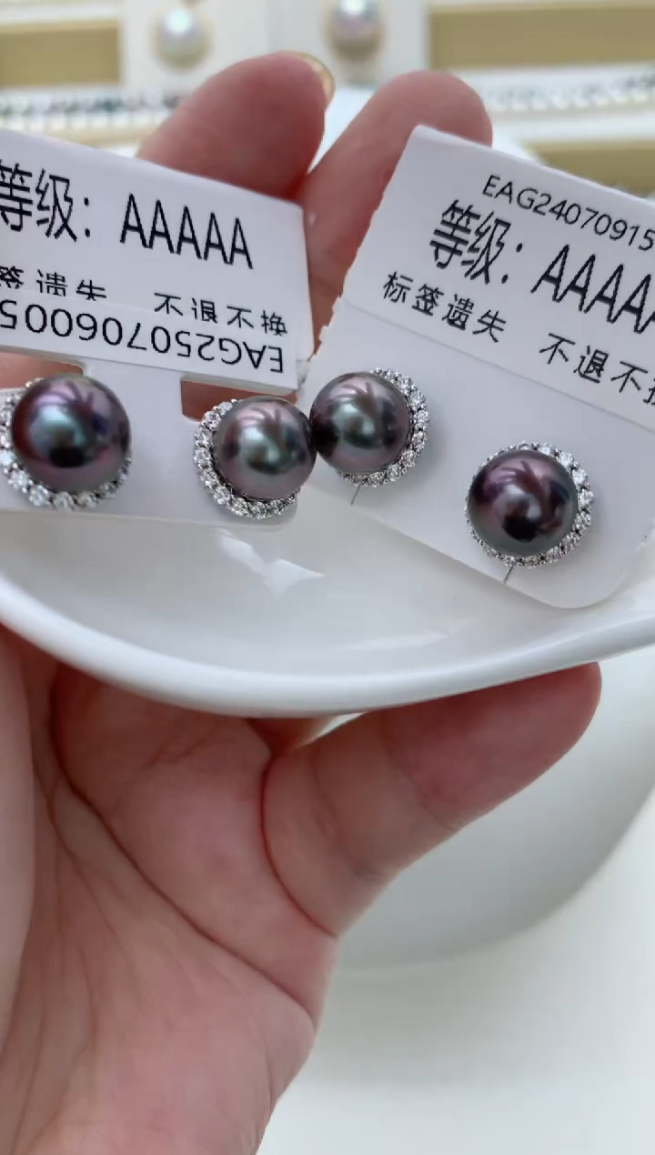 银S925镶嵌海水珍珠耳饰q90 多样性发其一