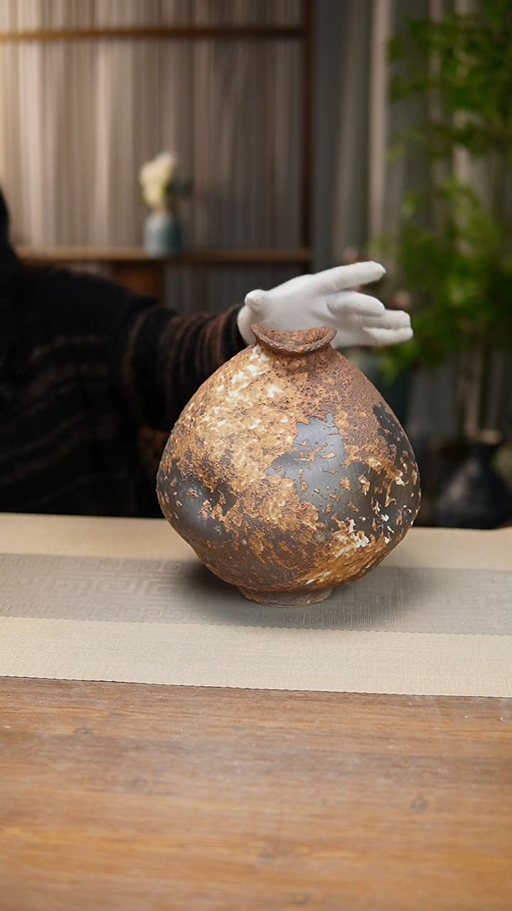 【闪购商品】陶瓷  花器诧寂棕大肚