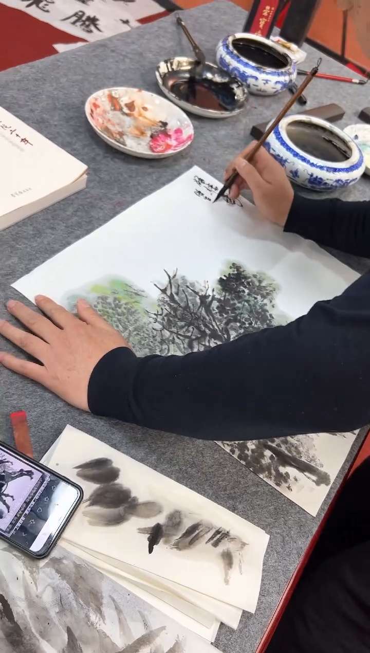 【闪购商品】国画师文志/现场创作/群驴图