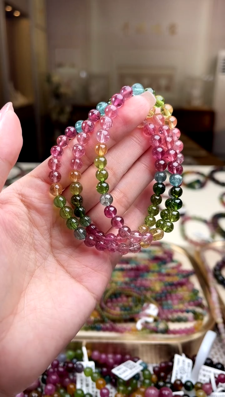 【闪购商品】/未镶嵌碧玺6mm+碧玺多圈多样性发货