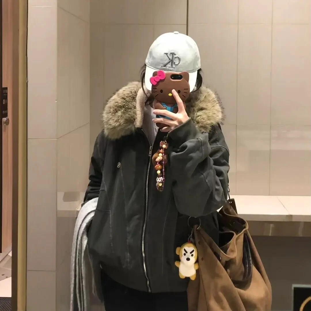 棉衣宽松型女款女加绒连帽女款座山雕棉服时尚