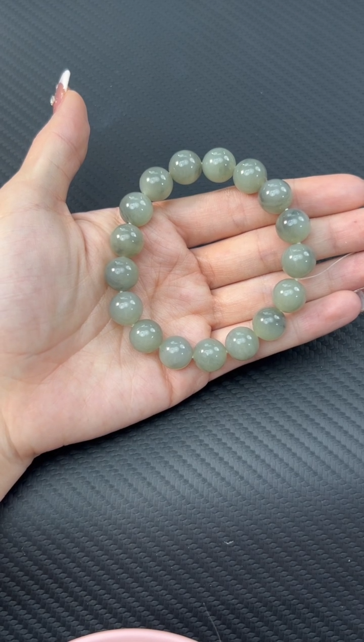 【闪购商品】和田玉手串未镶嵌若羌微色差青花卡12手串