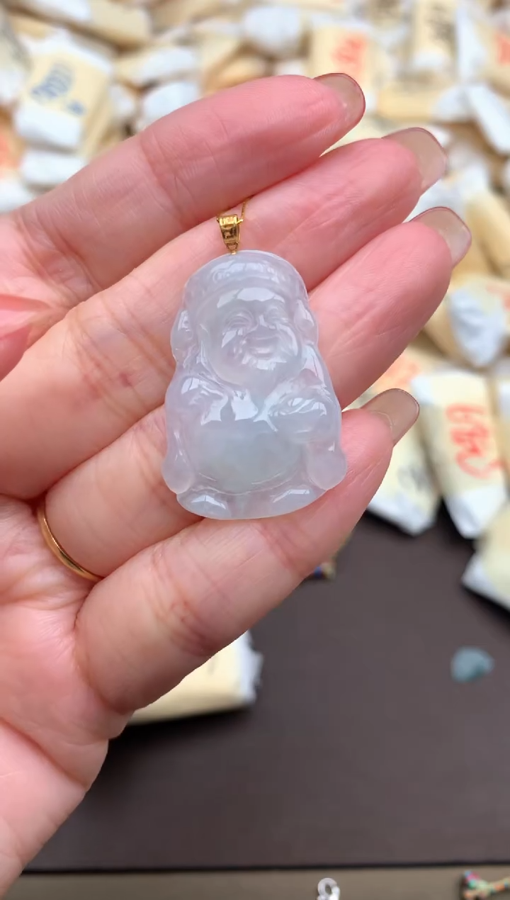 【闪购商品】翡翠挂件18K金镶嵌一