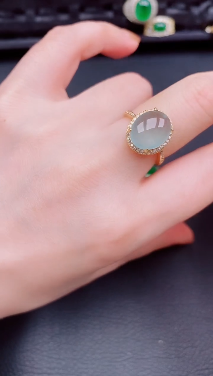 【闪购商品】翡翠戒指银S925镶嵌天然a货翡翠383