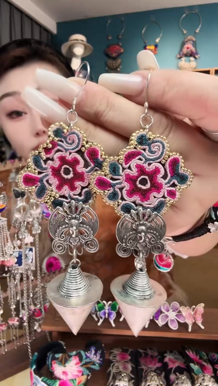 刺绣纯手工民族风刺绣耳环