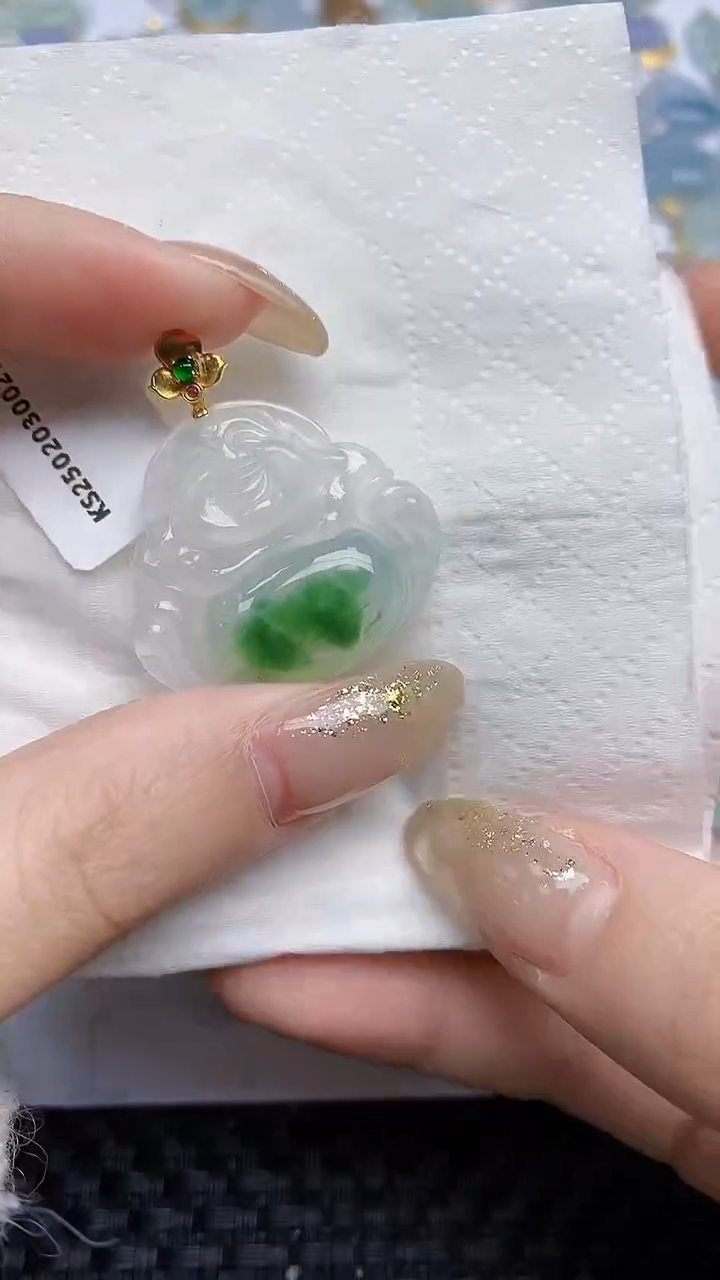 【闪购商品】翡翠颈饰18K金镶嵌天然A货翡翠 58