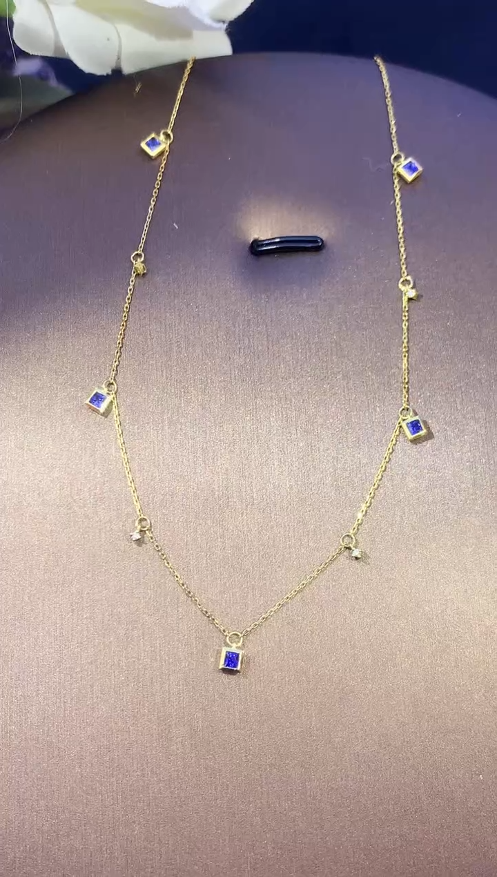 项链蓝宝石18K金镶嵌993