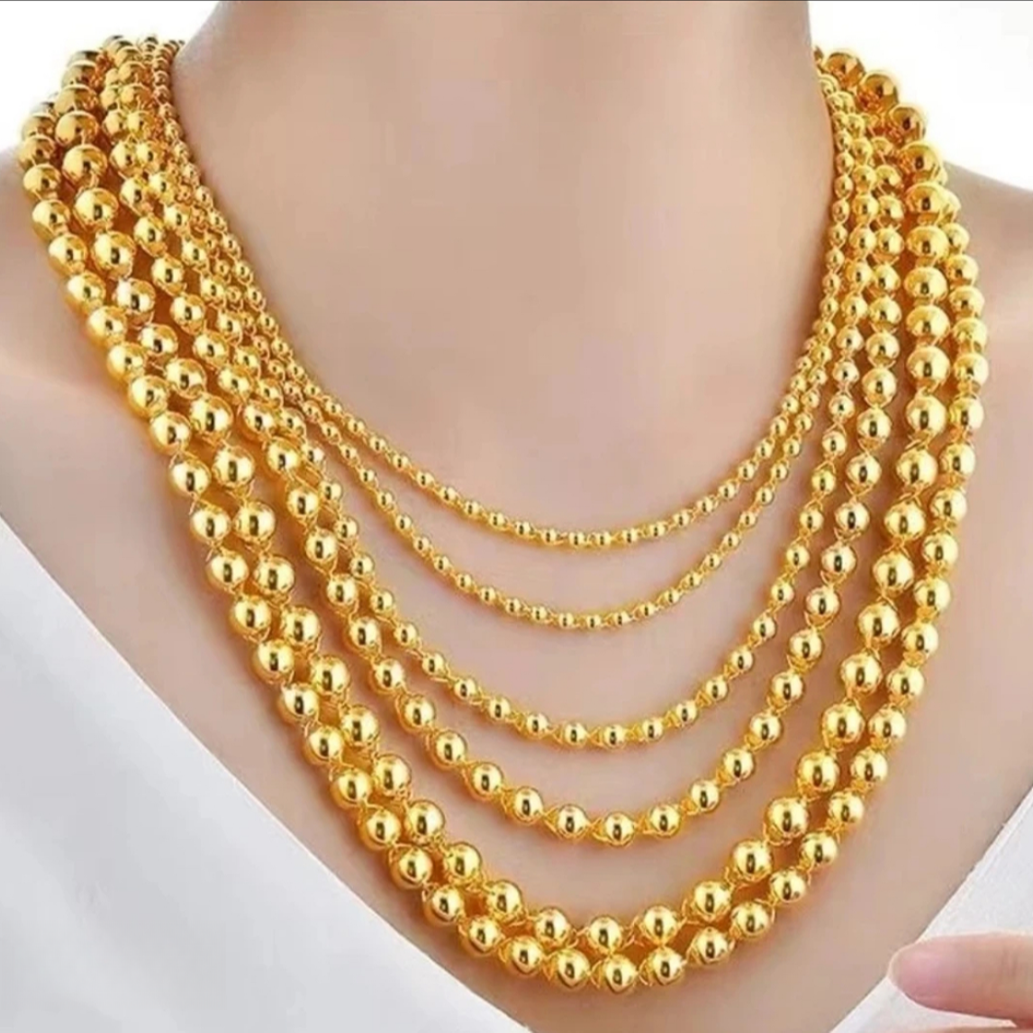 合金项链  【圆珠项链】 时尚 大气 金色 