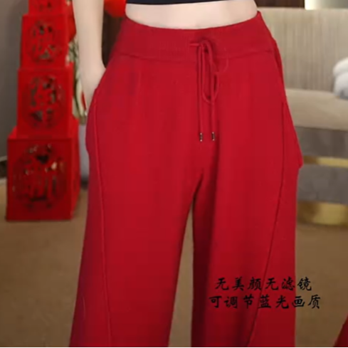 【红色山本裤】明线立体纹休闲裤HSY245966