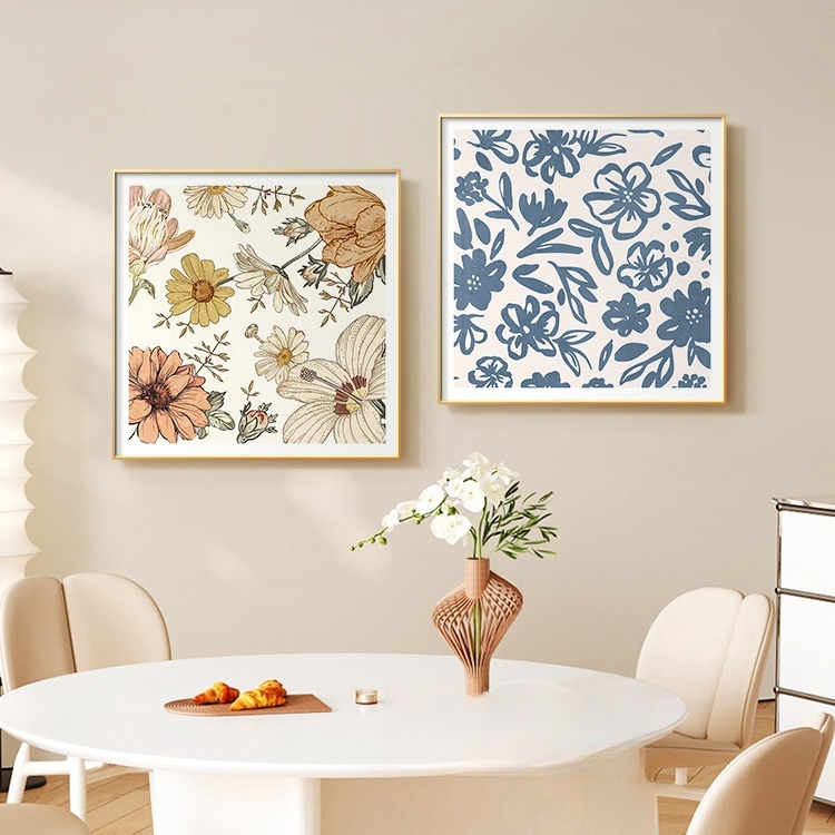 【画为峰】奶油风餐厅装饰画北欧花卉客厅沙发背景墙壁画高级感