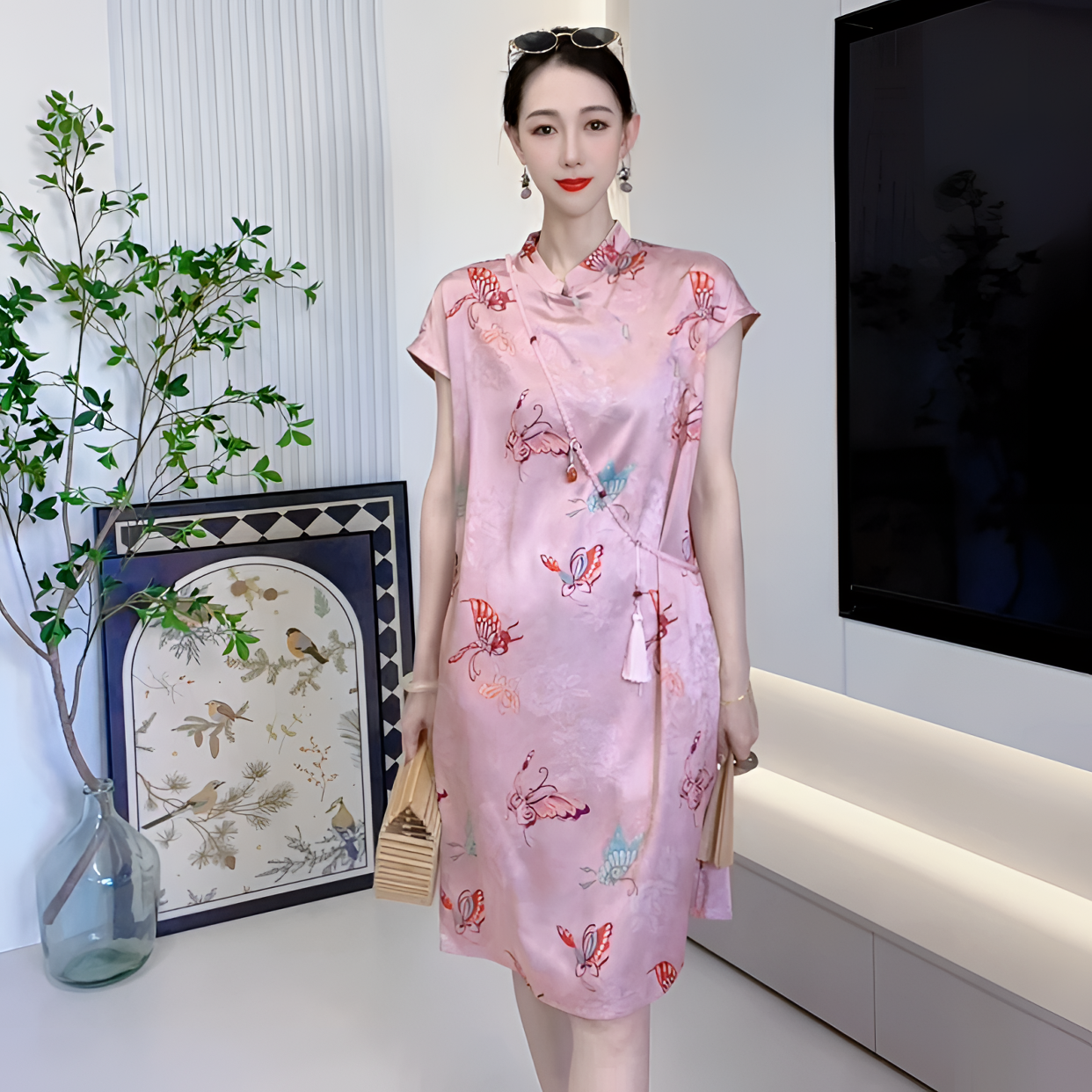 新中式国风百搭设计感短袖连衣裙女2025年夏季新款小个子遮肉裙子