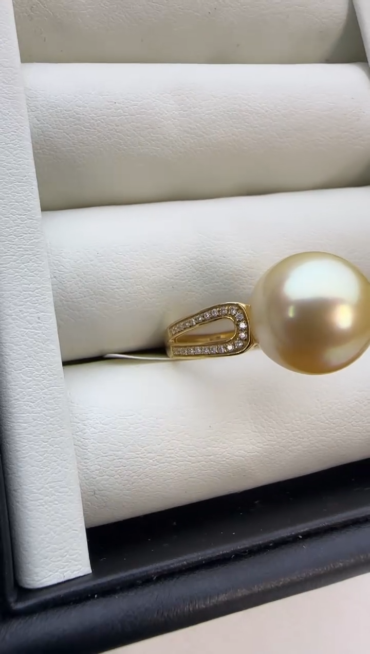 【闪购商品】海水珍珠戒圈18K金镶嵌12.5