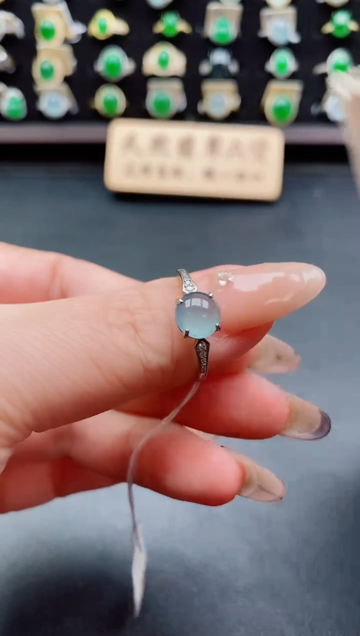 银S925镶嵌戒指翡翠1