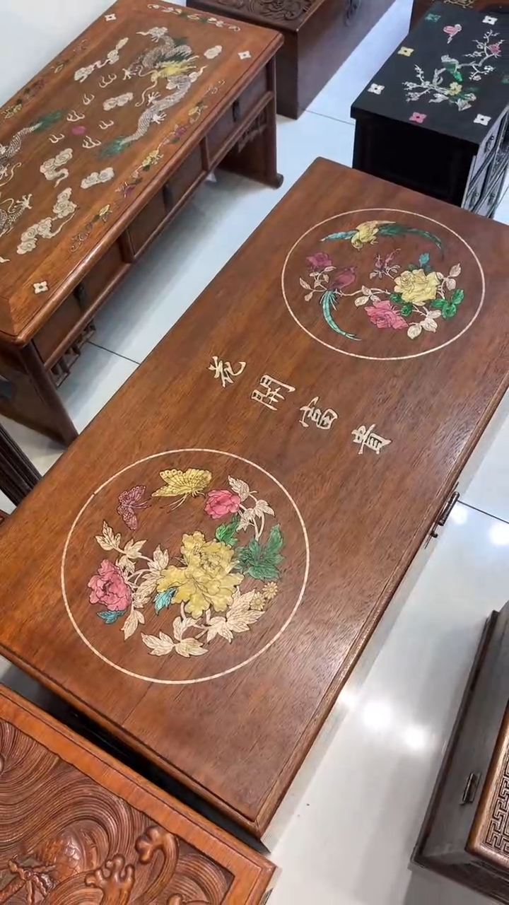 【闪购商品】贡木花开富贵螺钿首饰箱