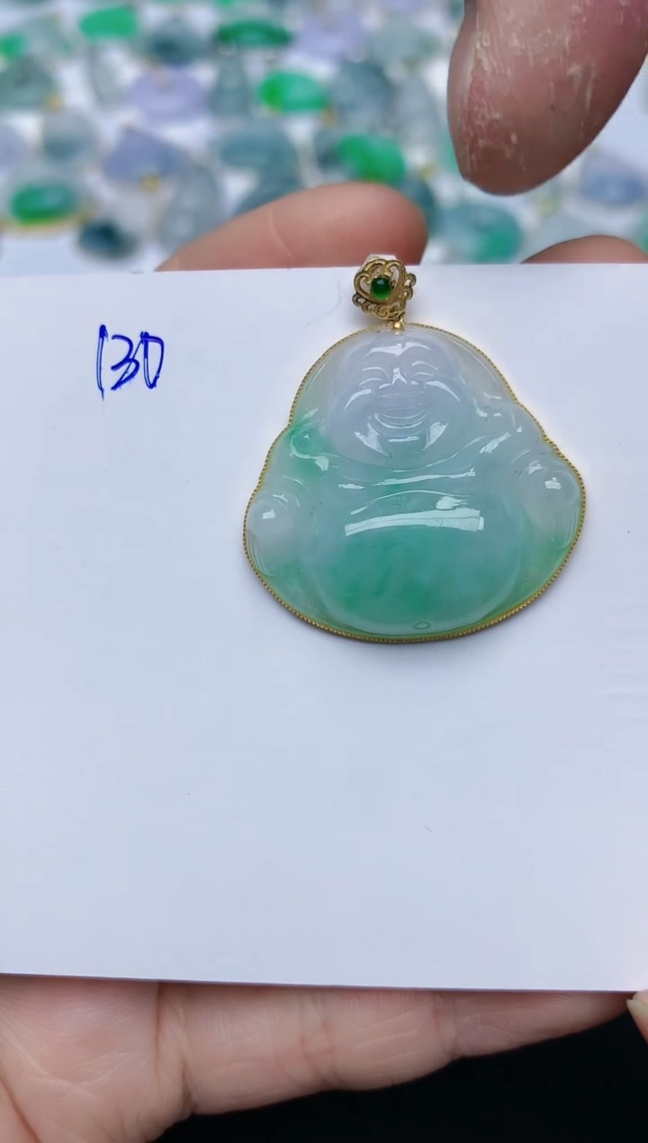 【闪购商品】翡翠颈饰18K金镶嵌天然翡翠A货    