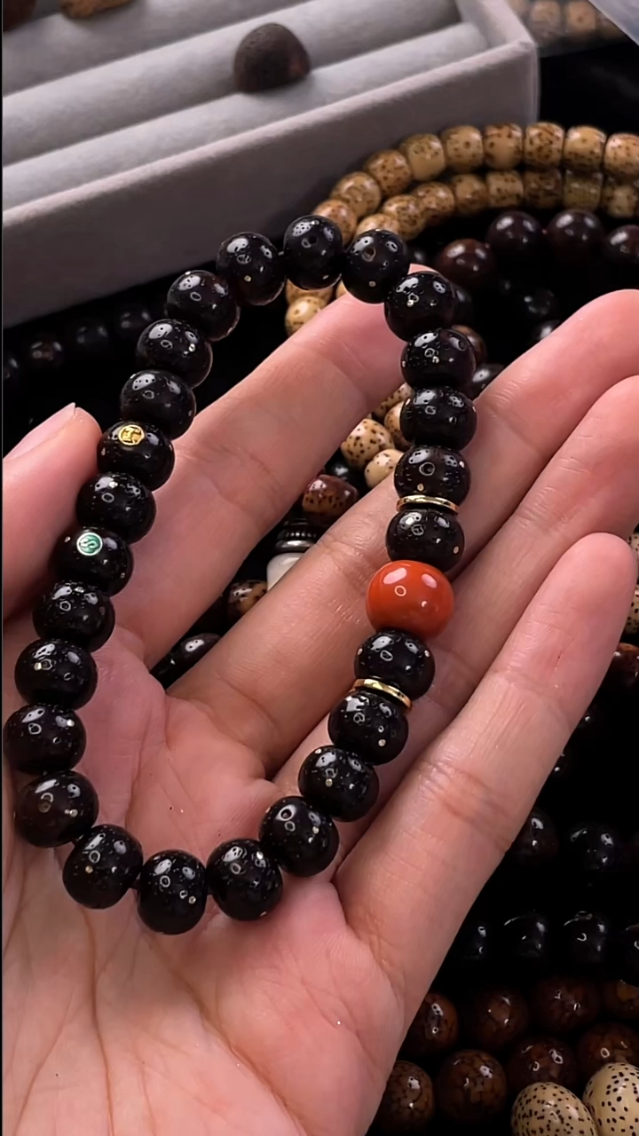 手串星月菩提京**?黑金苹果珠10*8手串