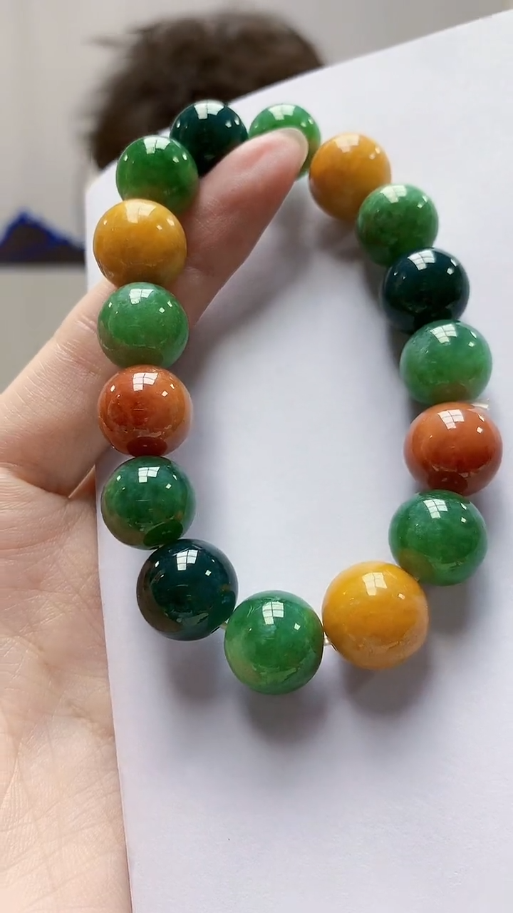 未镶嵌定制翡翠4688zm-毛货手串115