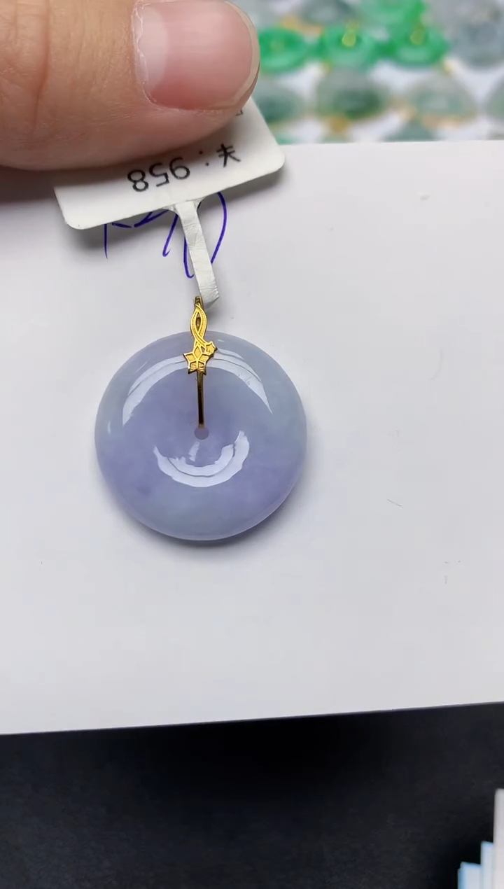 颈饰18K金镶嵌翡翠天然缅甸A货翡翠百元以上9元证书费自理