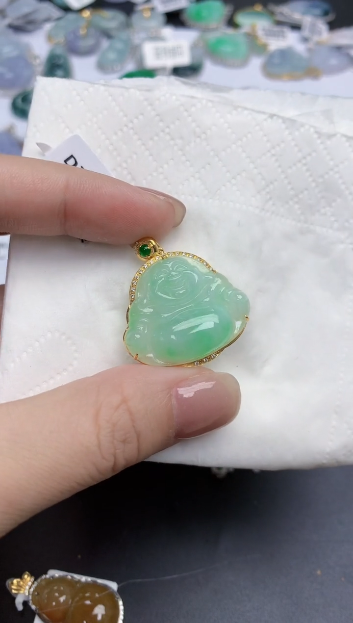 【闪购商品】翡翠颈饰18K金镶嵌天然缅甸翡翠A货