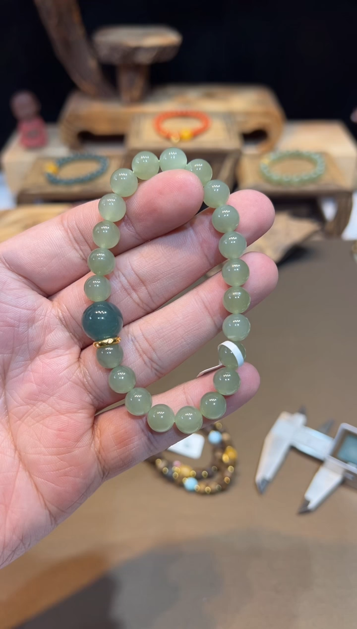 18K金镶嵌手链和田玉手饰@@A6517