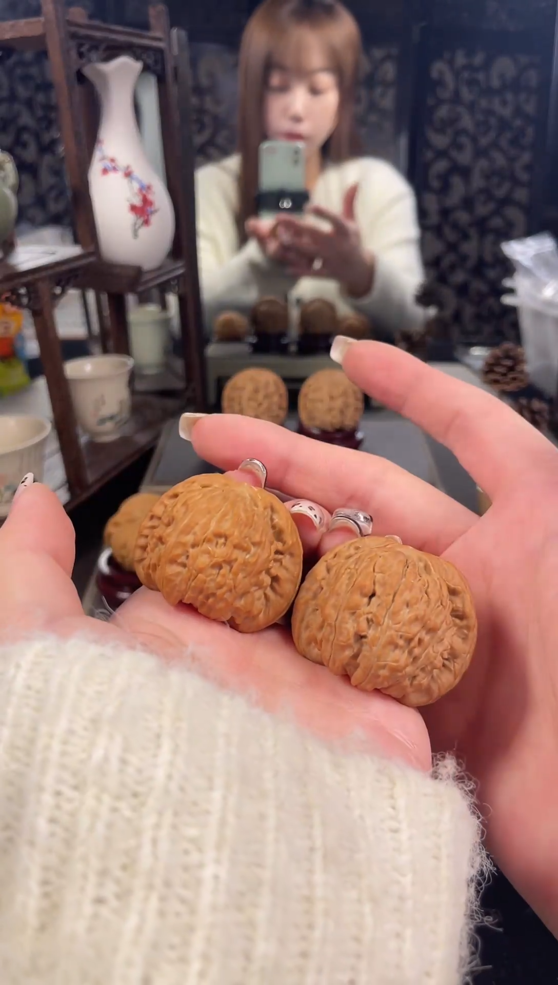 【闪购商品】文玩核桃把件白狮子41尺-8