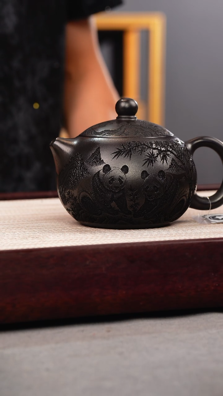 茶壶紫砂石黄 西施 熊猫