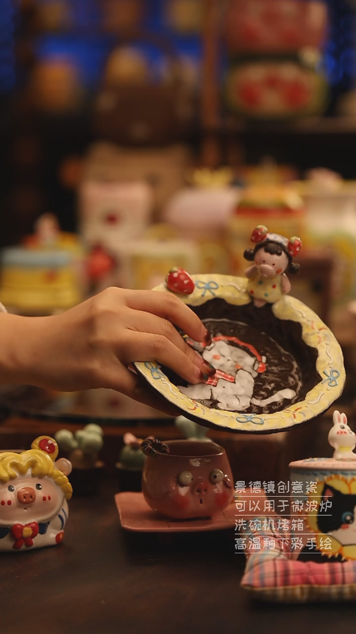 陶瓷景德镇可爱陶瓷釉下彩绘设计师款