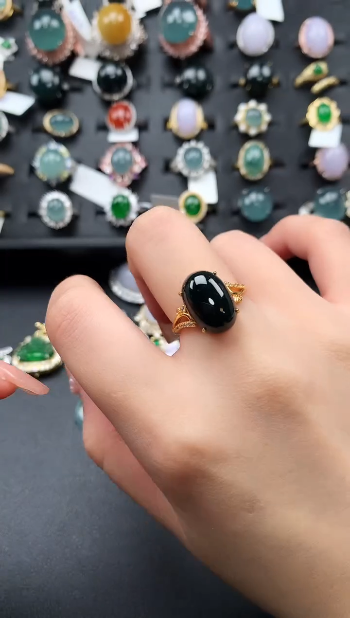 【闪购商品】翡翠戒指18K金镶嵌6325414512