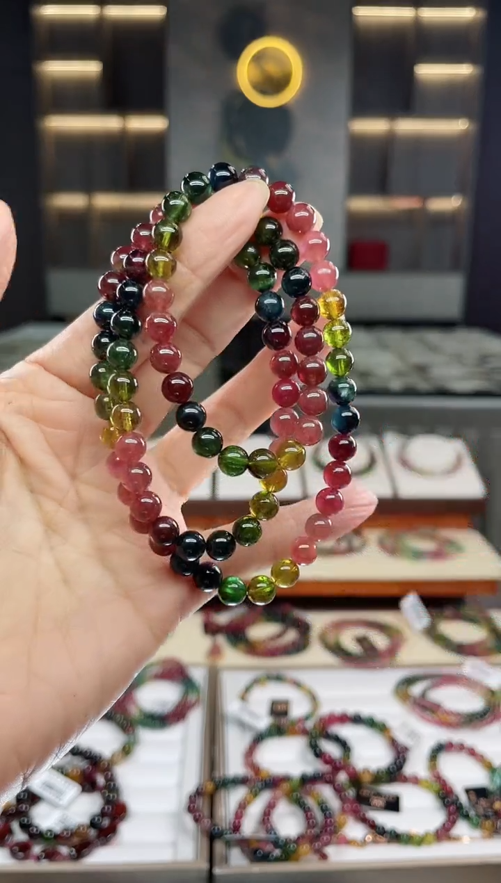 未镶嵌老矿碧玺三圈手串碧玺（多样性发一条）Q