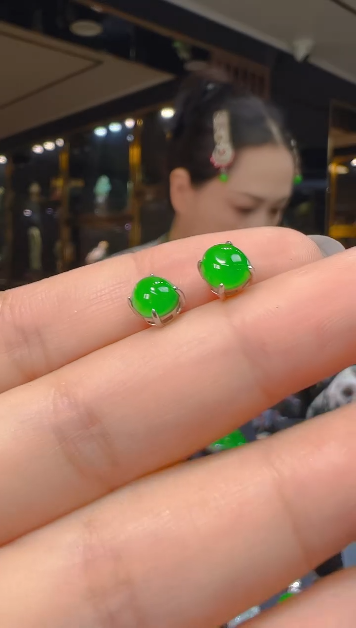 银S925镶嵌翡翠耳饰063(多样性发货发其一)