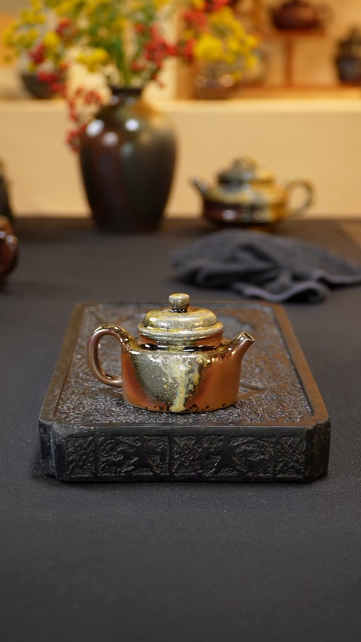 茶壶紫砂纯自然柴烧