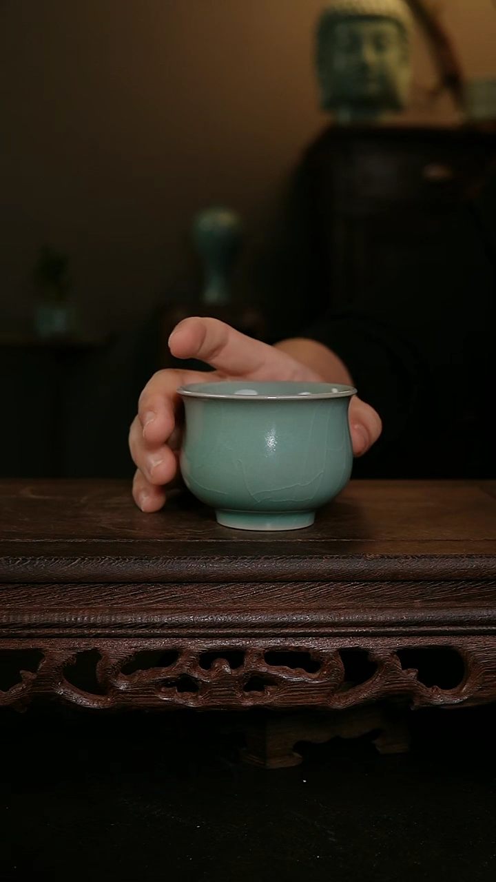 其他仿古手工军绿玉兰杯