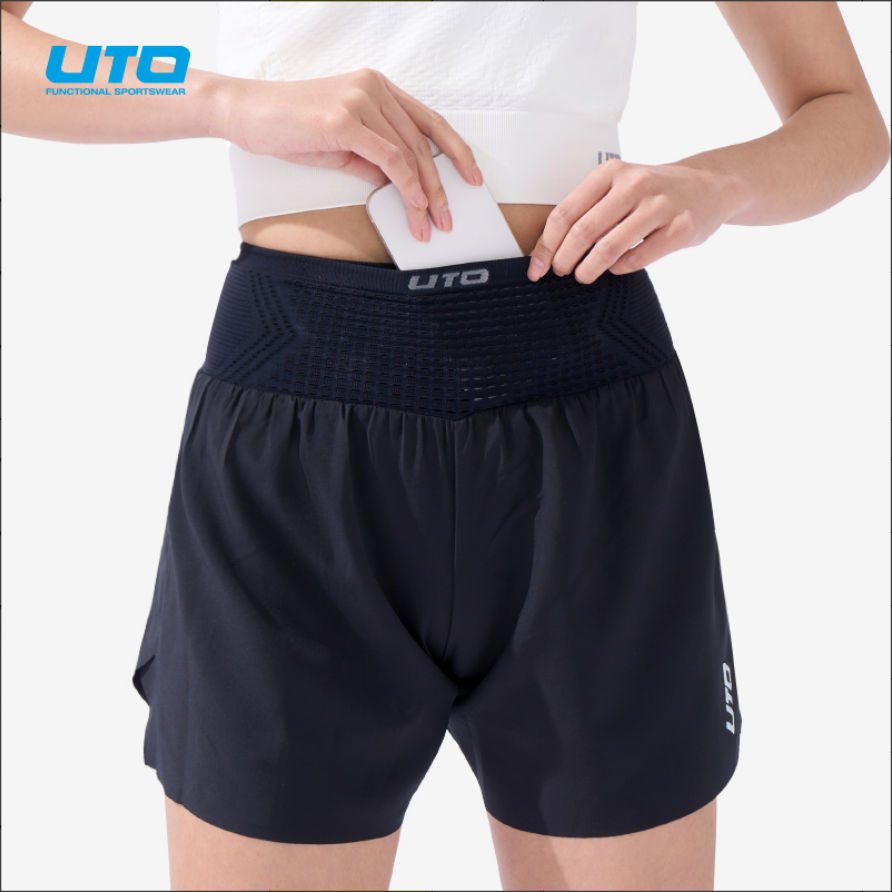 UTO/悠途跑步轻量腰包四分裤夏季薄男女户外休闲宽松训练运动短裤
