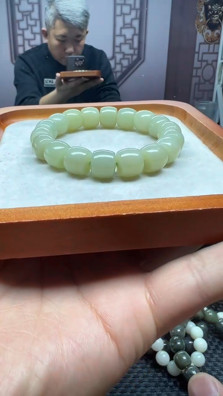 【闪购商品】和田玉手串未镶嵌切莫蓝青白直切卡13多样性拍一发一