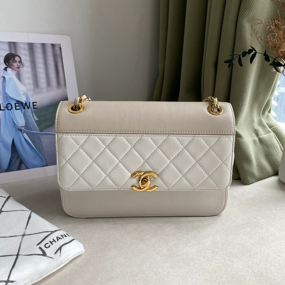 99新 Chanel/香奈儿 白金拼色限定款cf口盖包