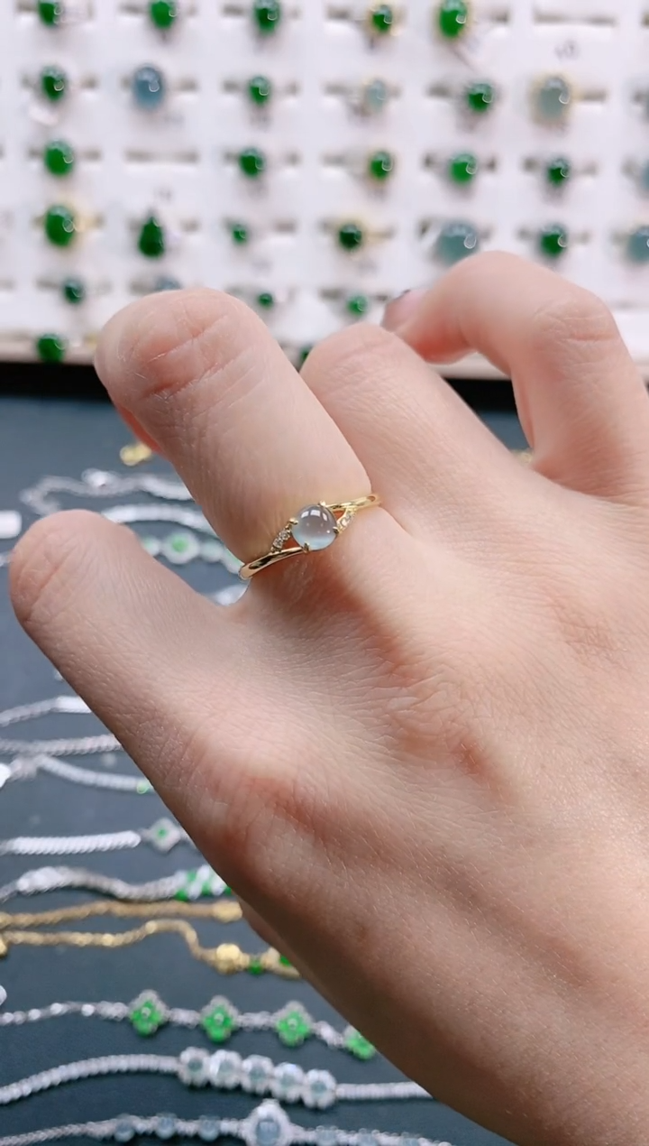 【闪购商品】翡翠戒指银S925镶嵌天然翡翠