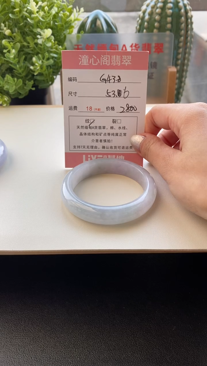 未镶嵌手镯翡翠圈口53.6编码G438